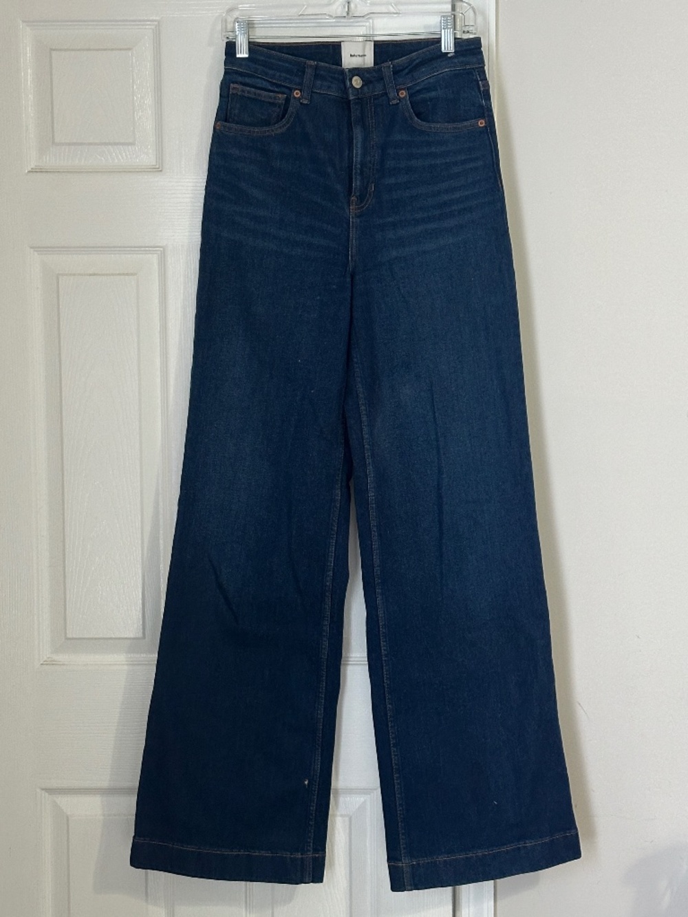 Reformation Bex Super Stretch High Rise Wide Leg Jeans Wheeler Dark Wash 28